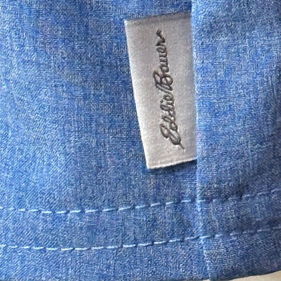 NEW Eddie Bauer Sz 2X Womens Button Up Shirt Roll Up Long Sleeve Blue Pockets - Picture 9 of 11